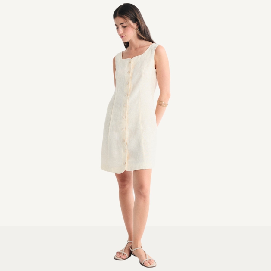 Image 119422_YEL.jpg, Product 119-422 / Price $109.88, Mus & Bombon Arani Short Linen Dress with Button Closure from Mus & Bombon on TSC.ca's Fashion department