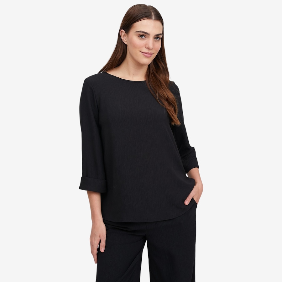 Image 119572_BLK.jpg, Product 119-572 / Price $39.88, Kim & Co. Crinkle Poplin 3/4 Sleeve Relaxed Top from Kim & Co. on TSC.ca's Fashion department