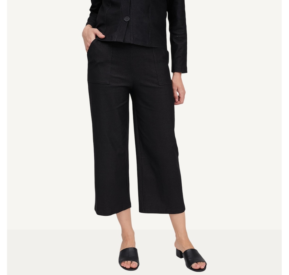 Image 119576_BLK.jpg, Product 119-576 / Price $79.99, Kim & Co. Deluxe Denim Knit Straight Leg Emma Cropped Pant from Kim & Co. on TSC.ca's Fashion department