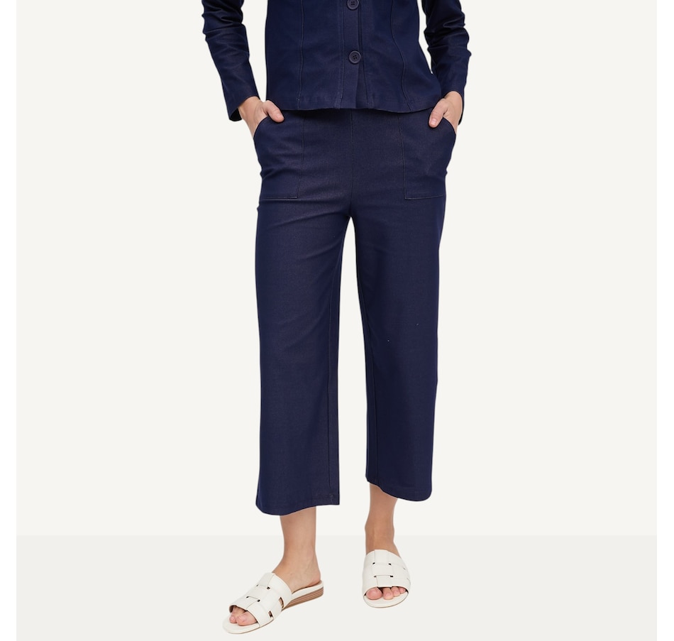 Image 119576_ID.jpg, Product 119-576 / Price $79.99, Kim & Co. Deluxe Denim Knit Straight Leg Emma Cropped Pant from Kim & Co. on TSC.ca's Fashion department