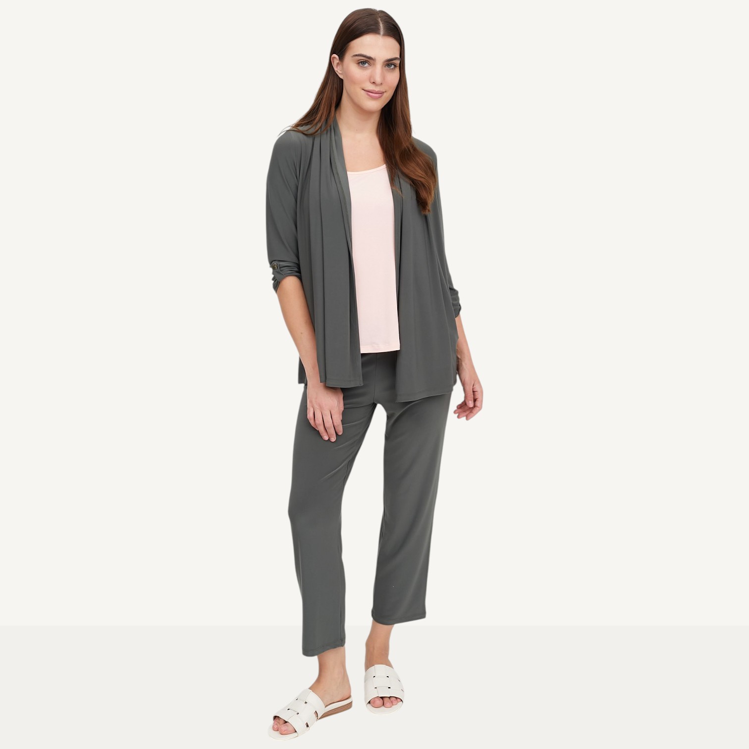 Kim & Co. Deluxe Brazil Knit Roll Up 3/4 Sleeve Cardigan - TSC.ca