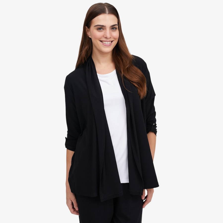 Image 119578_BLK.jpg, Product 119-578 / Price $49.88, Kim & Co. Deluxe Brazil Knit Roll Up 3/4 Sleeve Cardigan from Kim & Co. on TSC.ca's Fashion department