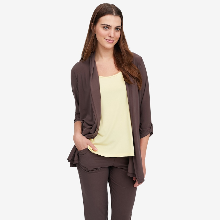 Image 119578_CHBRN.jpg, Product 119-578 / Price $49.88, Kim & Co. Deluxe Brazil Knit Roll Up 3/4 Sleeve Cardigan from Kim & Co. on TSC.ca's Fashion department