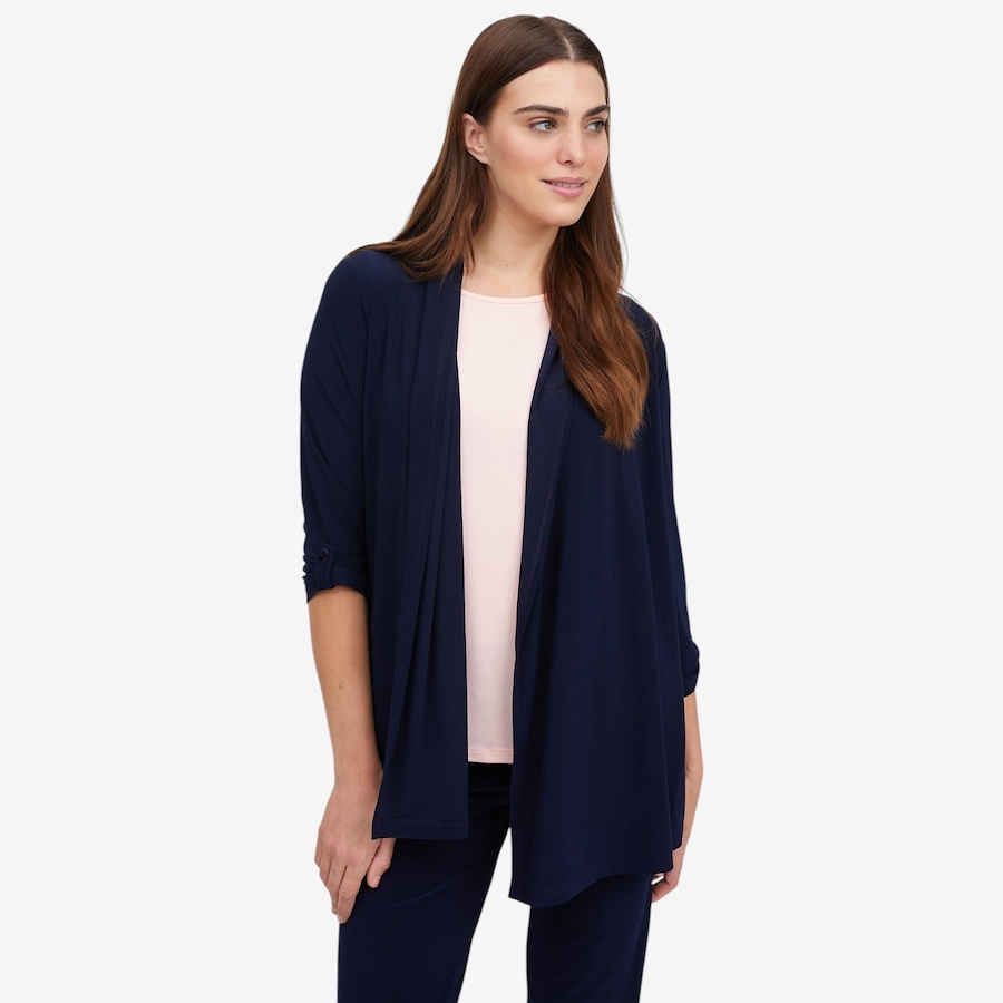 Image 119578_NVY.jpg, Product 119-578 / Price $49.88, Kim & Co. Deluxe Brazil Knit Roll Up 3/4 Sleeve Cardigan from Kim & Co. on TSC.ca's Fashion department