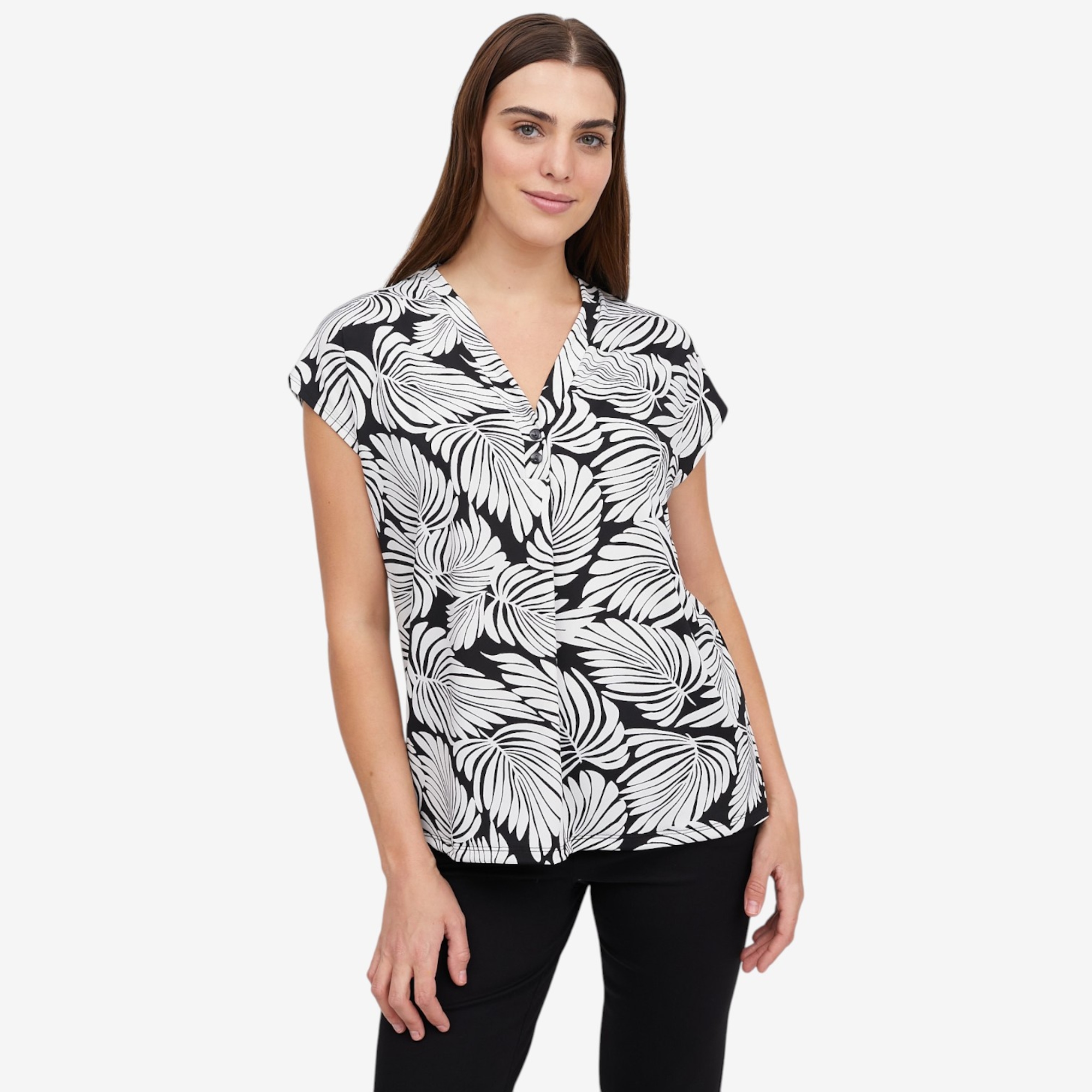 Kim & Co. Printed Brazil Knit Short Dolman Sleeve Top - TSC.ca