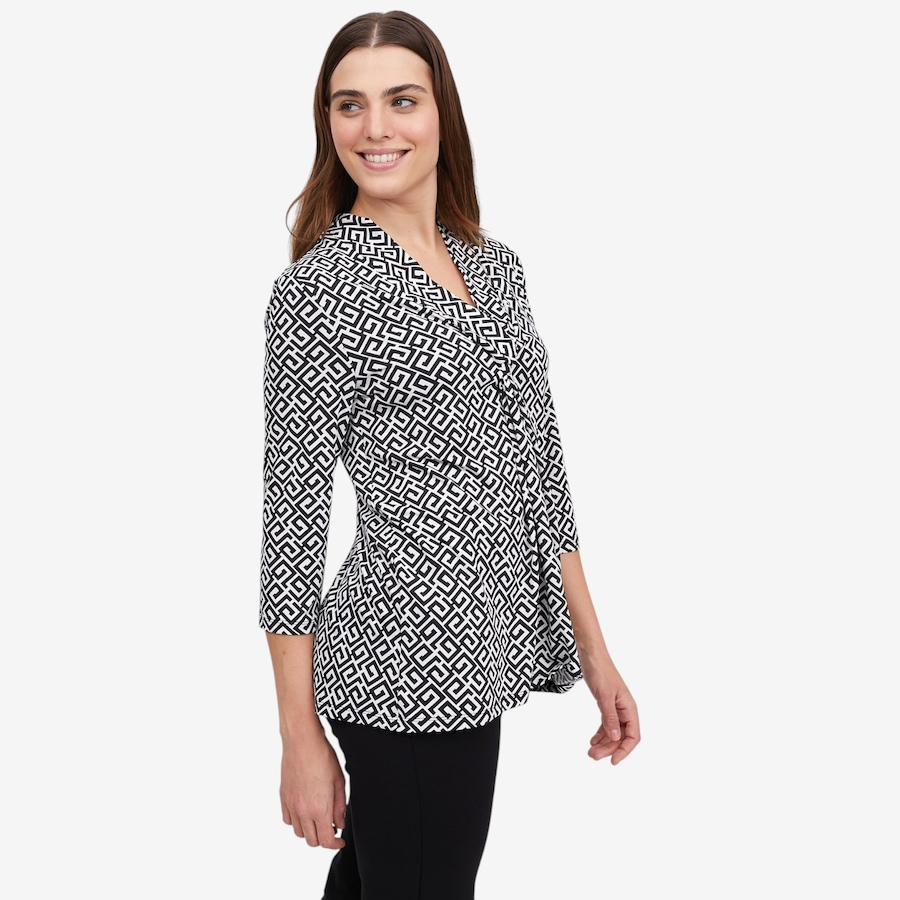 Image 119581_ALTMORE1.jpg, Product 119-581 / Price $39.88, Kim & Co. Printed Brazil Knit 3/4 Sleeve Twist Front Tunic from Kim & Co. on TSC.ca's Fashion department