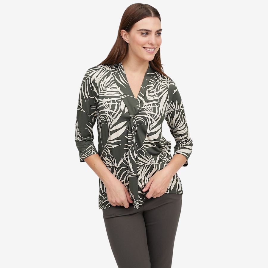 Image 119581_DASSD.jpg, Product 119-581 / Price $39.88, Kim & Co. Printed Brazil Knit 3/4 Sleeve Twist Front Tunic from Kim & Co. on TSC.ca's Fashion department