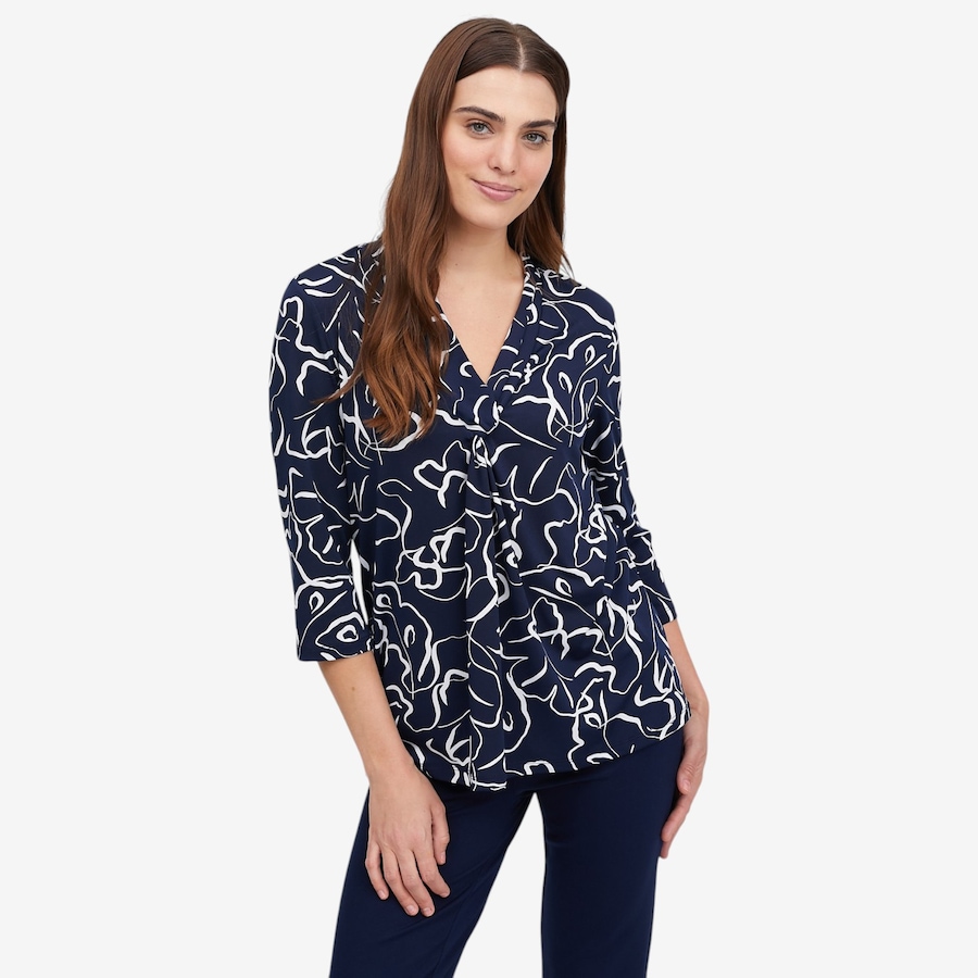 Image 119581_NECRU.jpg, Product 119-581 / Price $39.88, Kim & Co. Printed Brazil Knit 3/4 Sleeve Twist Front Tunic from Kim & Co. on TSC.ca's Fashion department