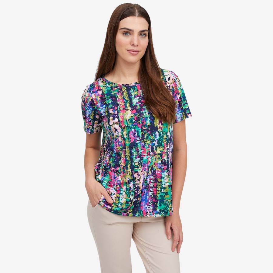 Image 119582_MTI.jpg, Product 119-582 / Price $29.88, Kim & Co. Printed Brazil Knit Short Sleeve Top from Kim & Co. on TSC.ca's Fashion department