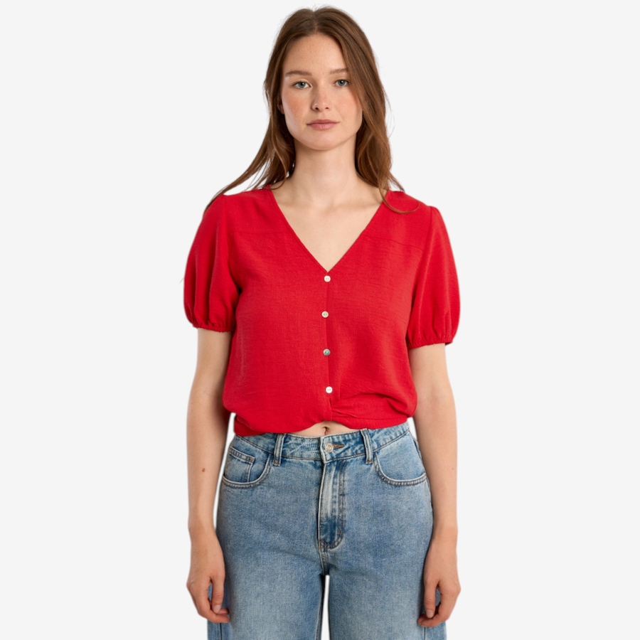 Image 119584_RED.jpg, Product 119-584 / Price $54.88, Molly Bracken Tie Front Short Sleeve Button Up Top from Molly Bracken on TSC.ca's Fashion department