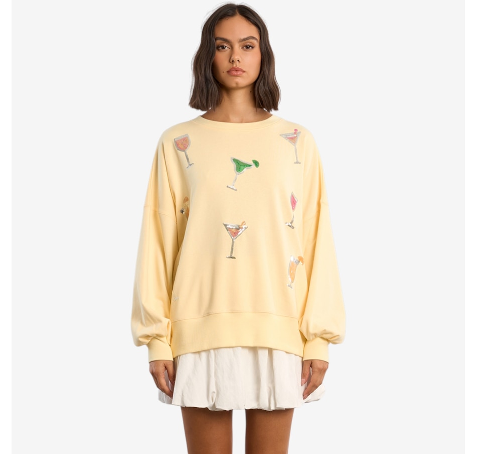 Image 119622_YEL.jpg, Product 119-622 / Price $128.00, Molly Bracken Martini Print Sweater from Molly Bracken on TSC.ca's Fashion department