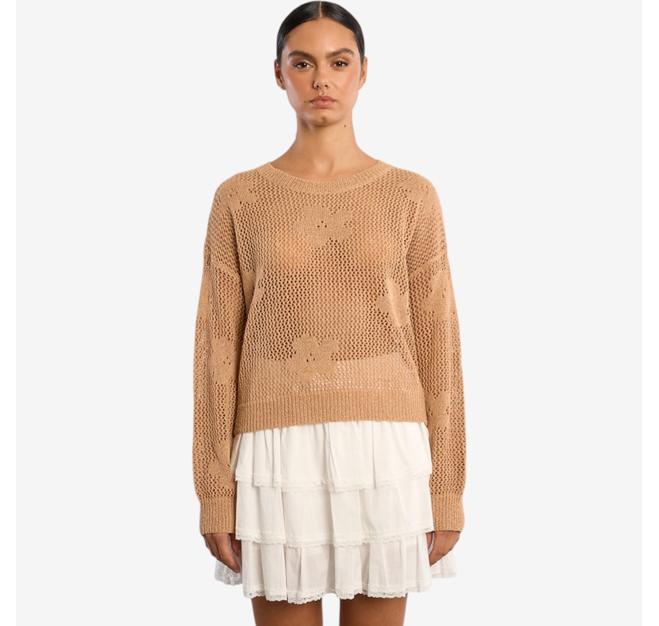 Image 119636_CML.jpg, Product 119-636 / Price $79.00, Molly Bracken Long Sleeve Flower Detail Top from Molly Bracken on TSC.ca's Fashion department