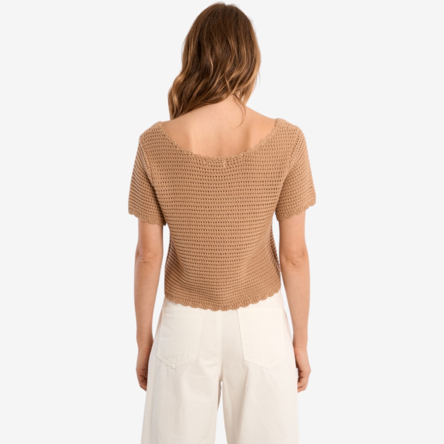 Image 119639_ALTMORE1.jpg, Product 119-639 / Price $59.88, Molly Bracken Short Sleeve Button Front Crochet Top from Molly Bracken on TSC.ca's Fashion department