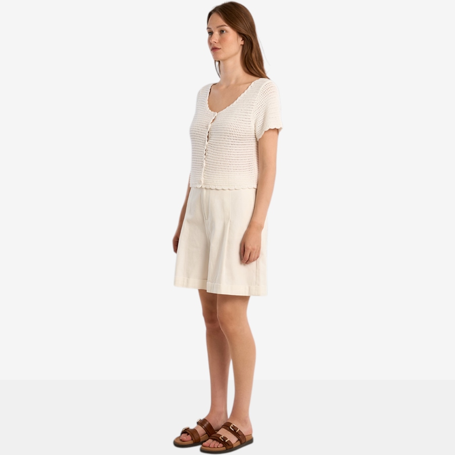 Image 119639_ALTMORE6.jpg, Product 119-639 / Price $59.88, Molly Bracken Short Sleeve Button Front Crochet Top from Molly Bracken on TSC.ca's Fashion department