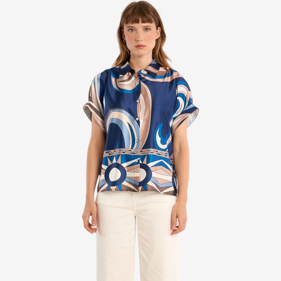 Image 119641_NVY.jpg, Product 119-641 / Price $44.88, Molly Bracken Printed Button Front Blouse from Molly Bracken on TSC.ca's Fashion department