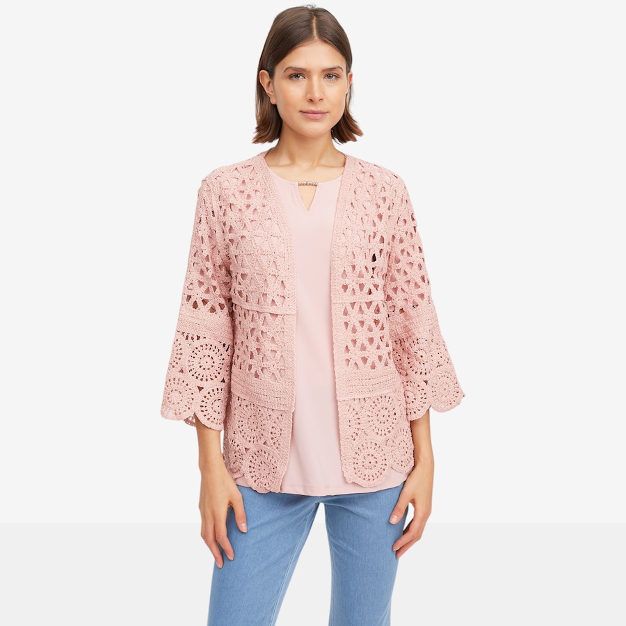 Image 119660_BUH.jpg, Product 119-660 / Price $52.99, Nina Leonard Border Crochet Cardigan from Nina Leonard on TSC.ca's Fashion department