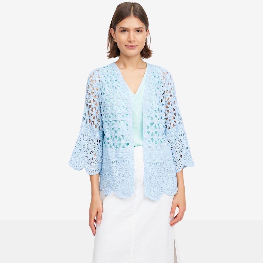 Image 119660_MNT.jpg, Product 119-660 / Price $52.99, Nina Leonard Border Crochet Cardigan from Nina Leonard on TSC.ca's Fashion department