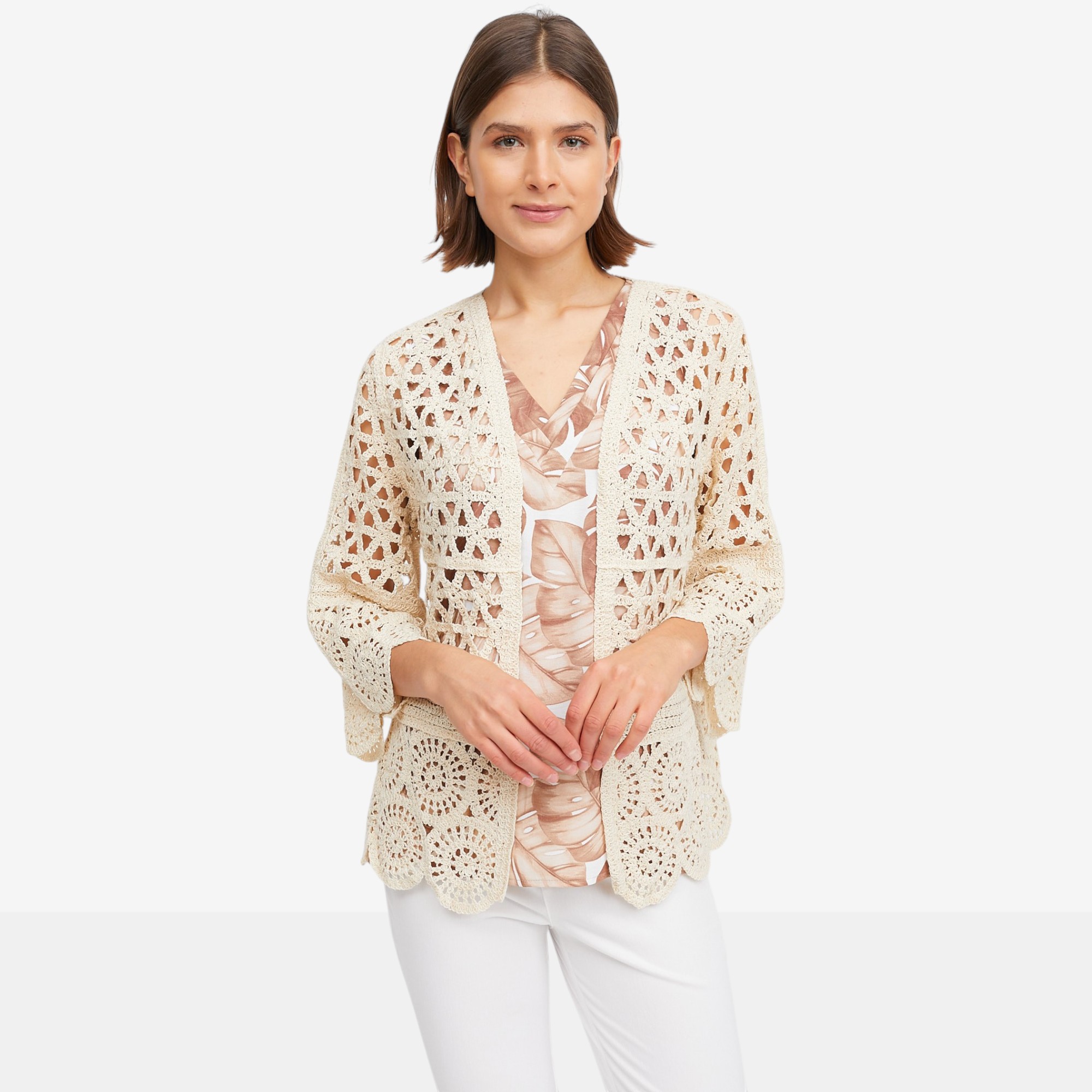 Nina Leonard Border Crochet Cardigan - TSC.ca