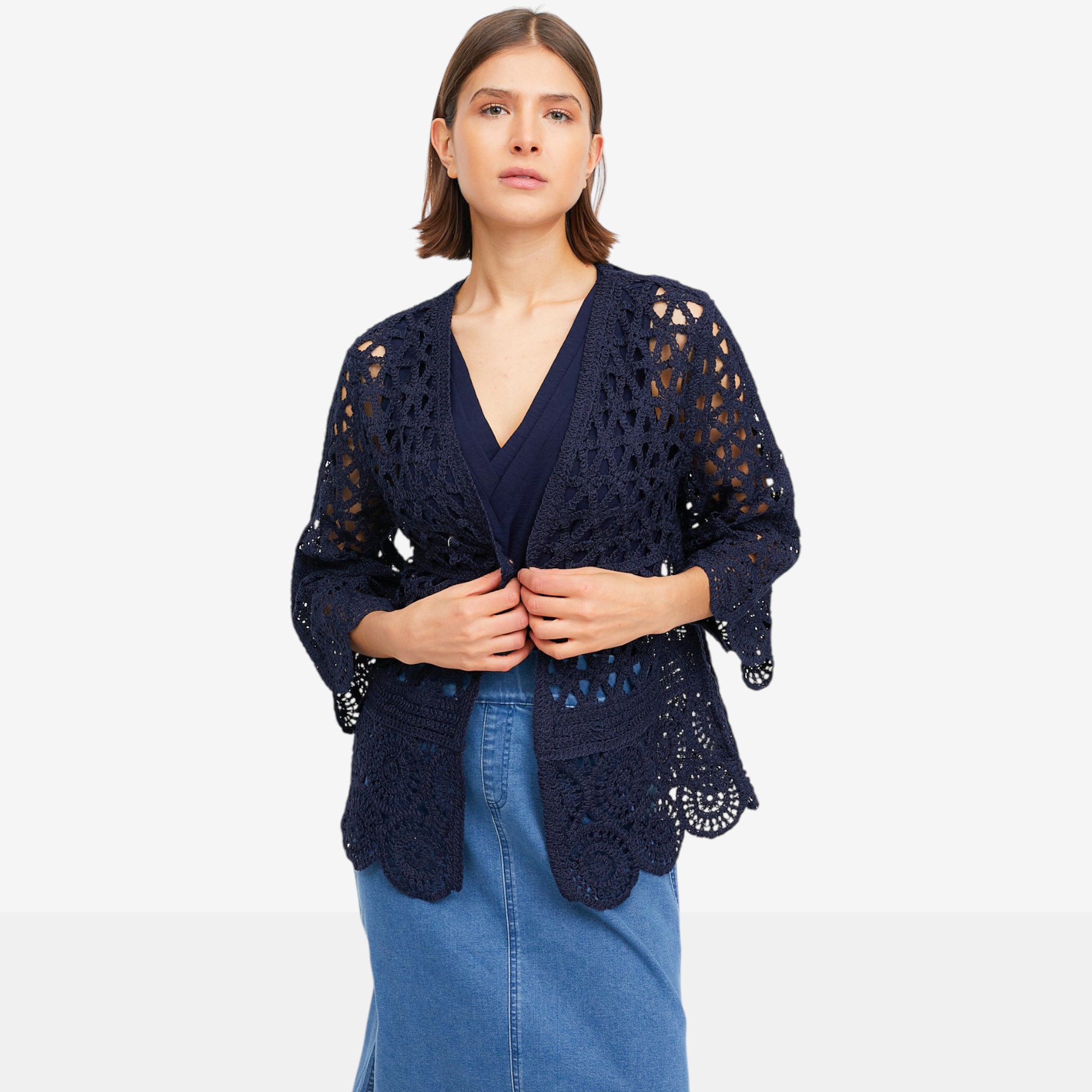 Nina Leonard Border Crochet Cardigan - TSC.ca