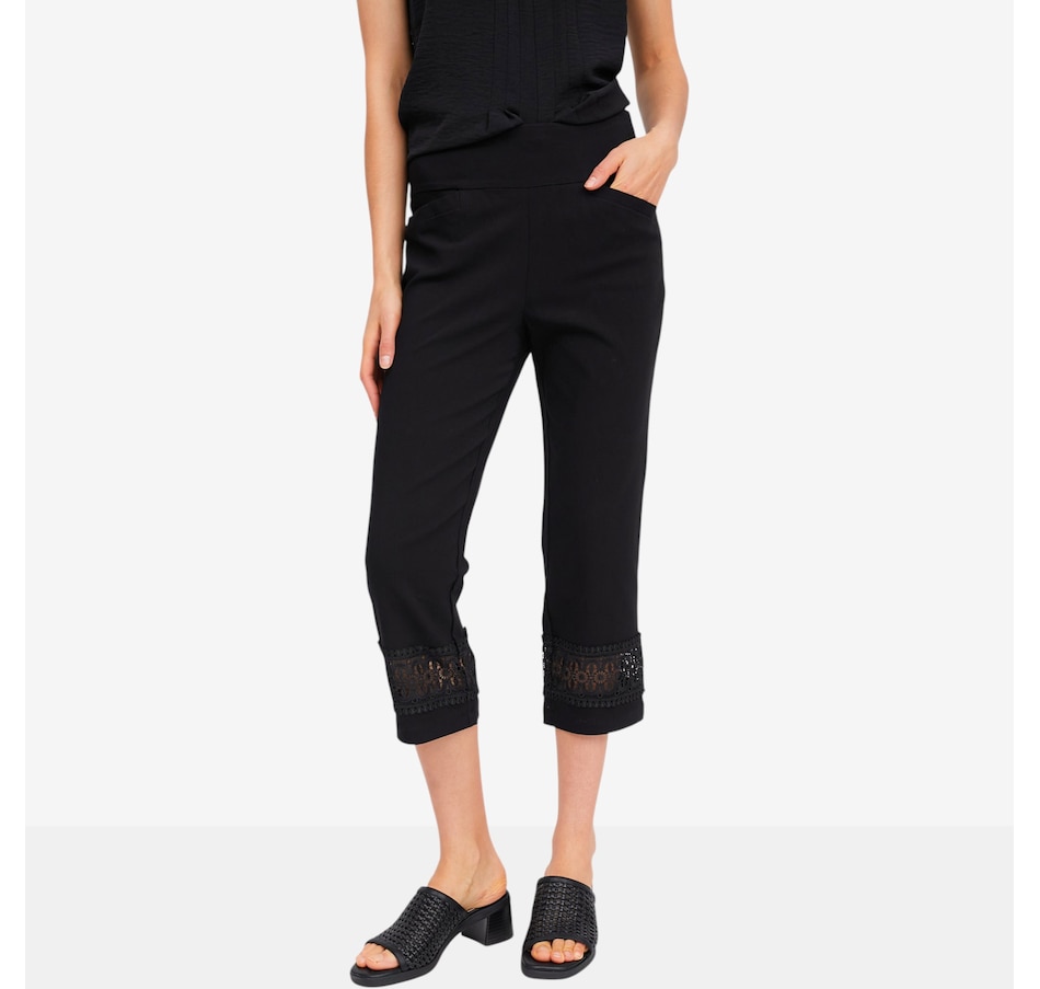 Image 119661_BLK.jpg, Product 119-661 / Price $69.99, Nina Leonard Millennium Crop Pant with Inset Lace from Nina Leonard on TSC.ca's Fashion department