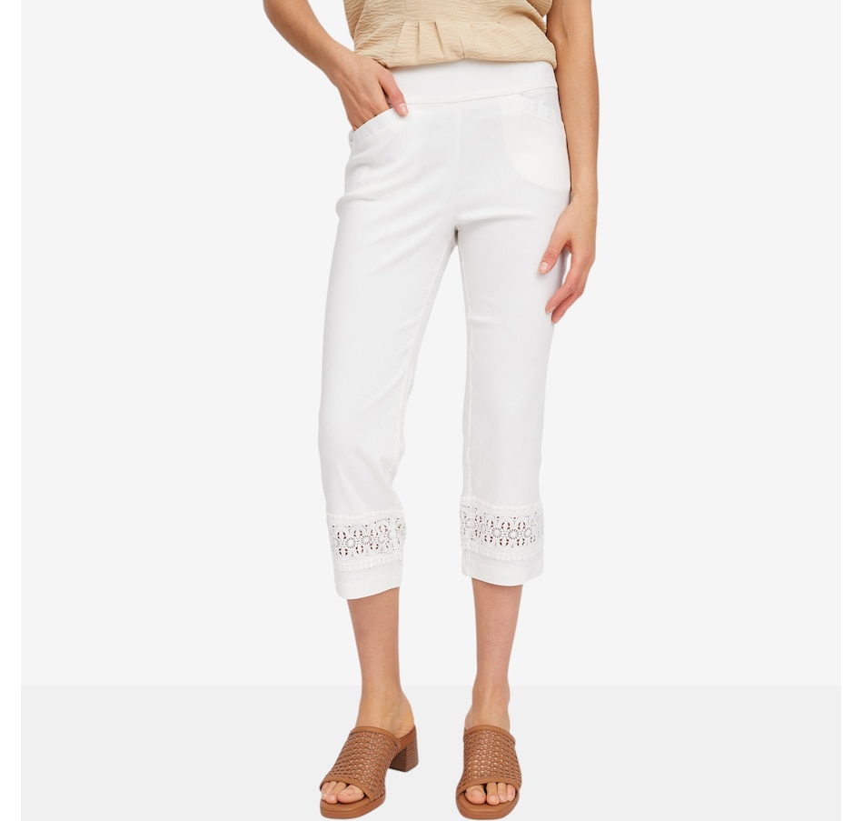 Image 119661_IVR.jpg, Product 119-661 / Price $69.99, Nina Leonard Millennium Crop Pant with Inset Lace from Nina Leonard on TSC.ca's Fashion department