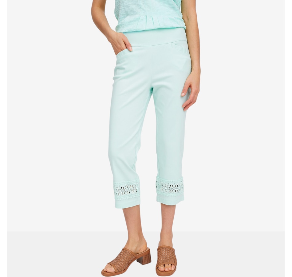 Image 119661_MNT.jpg, Product 119-661 / Price $69.99, Nina Leonard Millennium Crop Pant with Inset Lace from Nina Leonard on TSC.ca's Fashion department