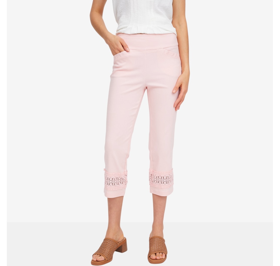 Image 119661_RSE.jpg, Product 119-661 / Price $69.99, Nina Leonard Millennium Crop Pant with Inset Lace from Nina Leonard on TSC.ca's Fashion department