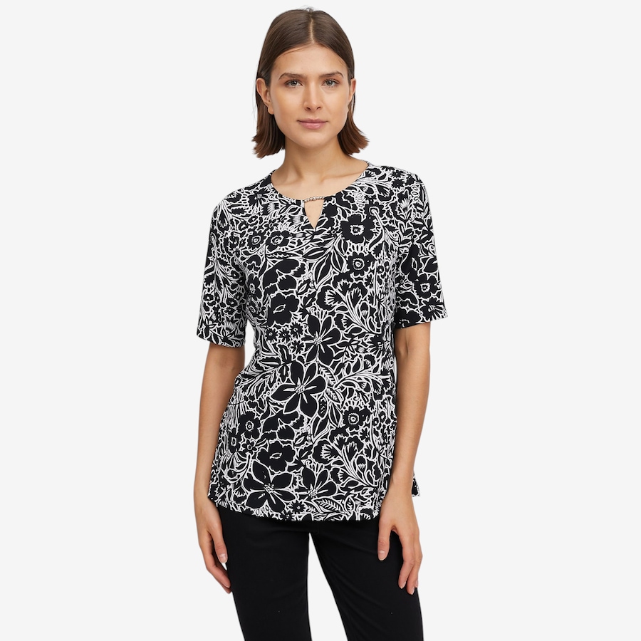 Image 119687_BKW.jpg, Product 119-687 / Price $34.88, Nina Leonard Elbow Sleeve Top with Notch Neck from Nina Leonard on TSC.ca's Fashion department