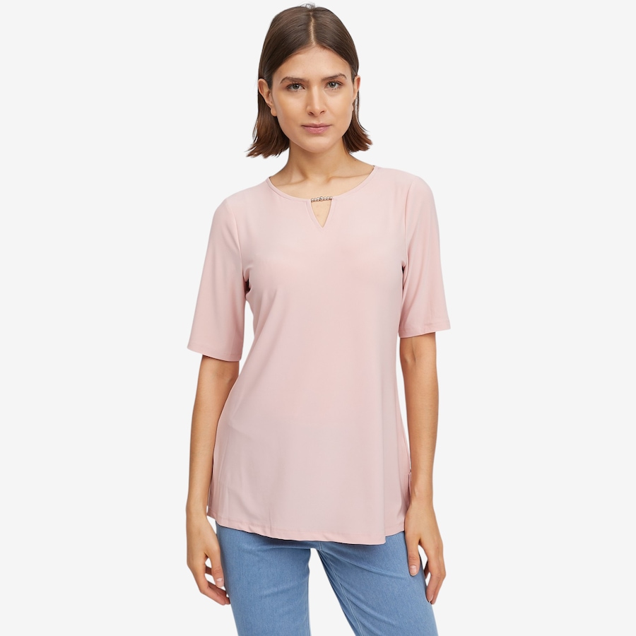 Image 119687_BUH.jpg, Product 119-687 / Price $34.88, Nina Leonard Elbow Sleeve Top with Notch Neck from Nina Leonard on TSC.ca's Fashion department