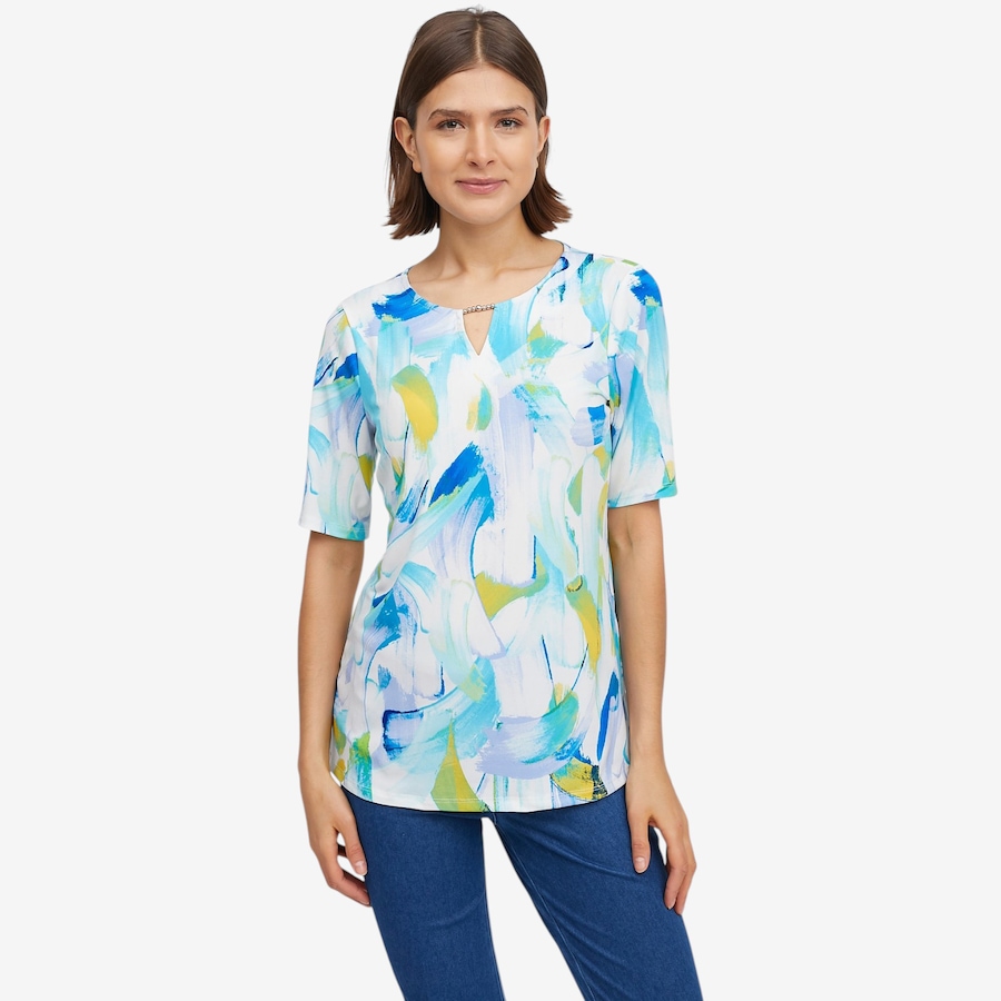 Image 119687_MTMTI.jpg, Product 119-687 / Price $34.88, Nina Leonard Elbow Sleeve Top with Notch Neck from Nina Leonard on TSC.ca's Fashion department