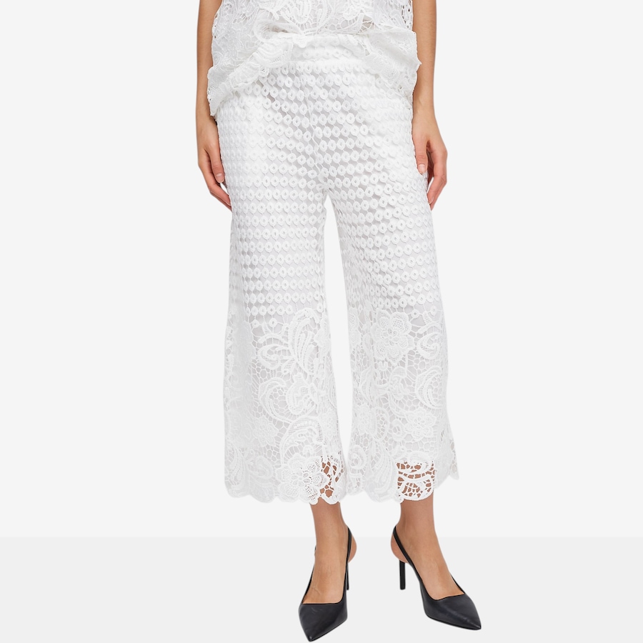 Image 119689_IVR.jpg, Product 119-689 / Price $34.88, Nina Leonard Cropped Lace Border Culotte Pant from Nina Leonard on TSC.ca's Fashion department