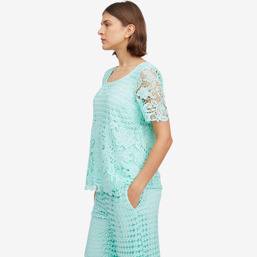 Image 119690_ALTMORE2.jpg, Product 119-690 / Price $34.88, Nina Leonard Border Lace Elbow Sleeve Top from Nina Leonard on TSC.ca's Fashion department