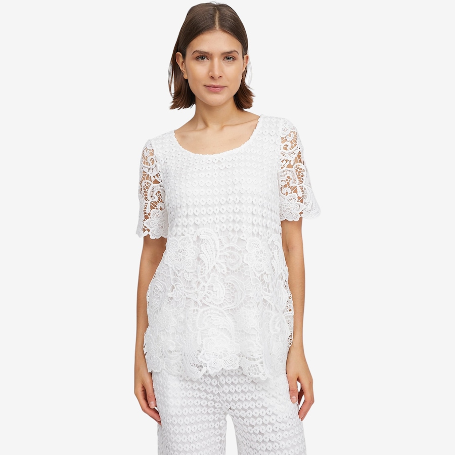 Image 119690_IVR.jpg, Product 119-690 / Price $34.88, Nina Leonard Border Lace Elbow Sleeve Top from Nina Leonard on TSC.ca's Fashion department