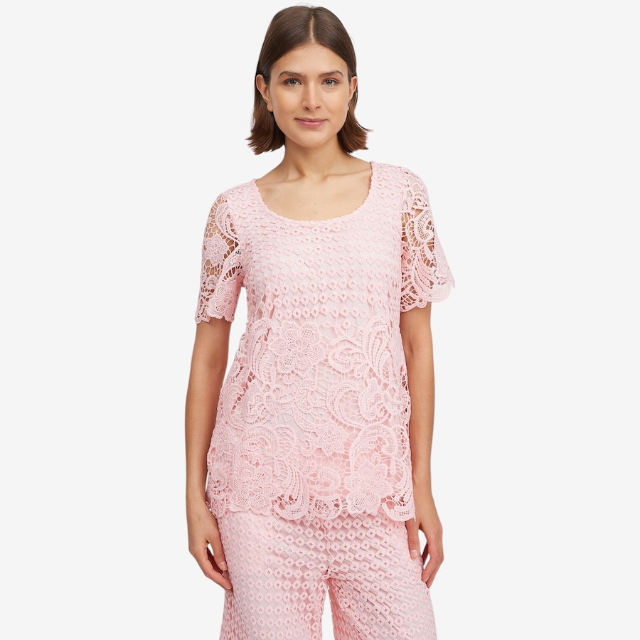 Image 119690_RSE.jpg, Product 119-690 / Price $34.88, Nina Leonard Border Lace Elbow Sleeve Top from Nina Leonard on TSC.ca's Fashion department