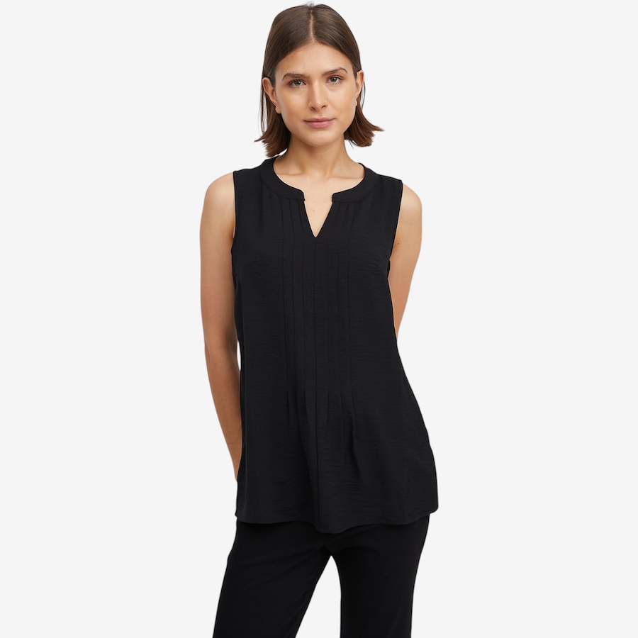 Image 119691_BLK.jpg, Product 119-691 / Price $34.88, Nina Leonard Notch Neck Pleat Front Tank from Nina Leonard on TSC.ca's Fashion department