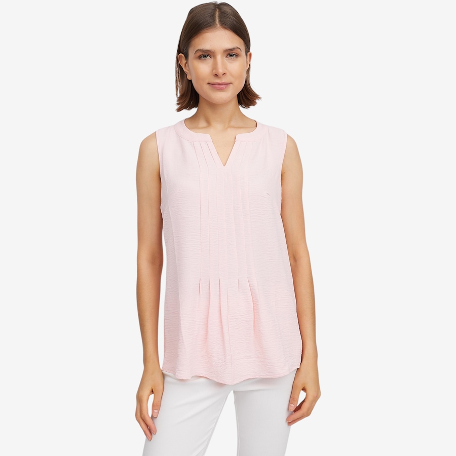 Image 119691_RSE.jpg, Product 119-691 / Price $34.88, Nina Leonard Notch Neck Pleat Front Tank from Nina Leonard on TSC.ca's Fashion department