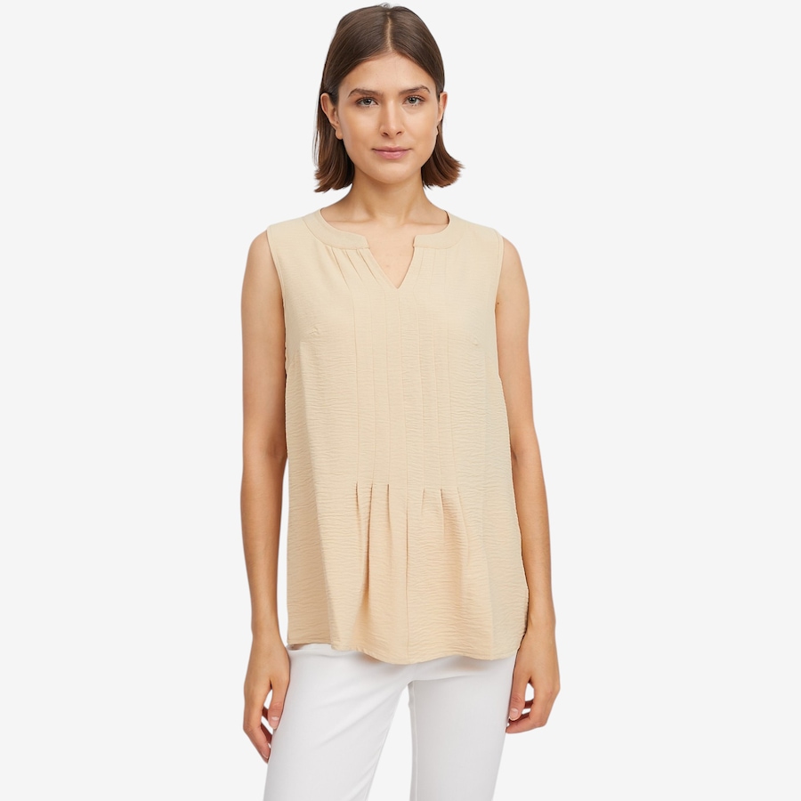 Image 119691_SAN.jpg, Product 119-691 / Price $34.88, Nina Leonard Notch Neck Pleat Front Tank from Nina Leonard on TSC.ca's Fashion department