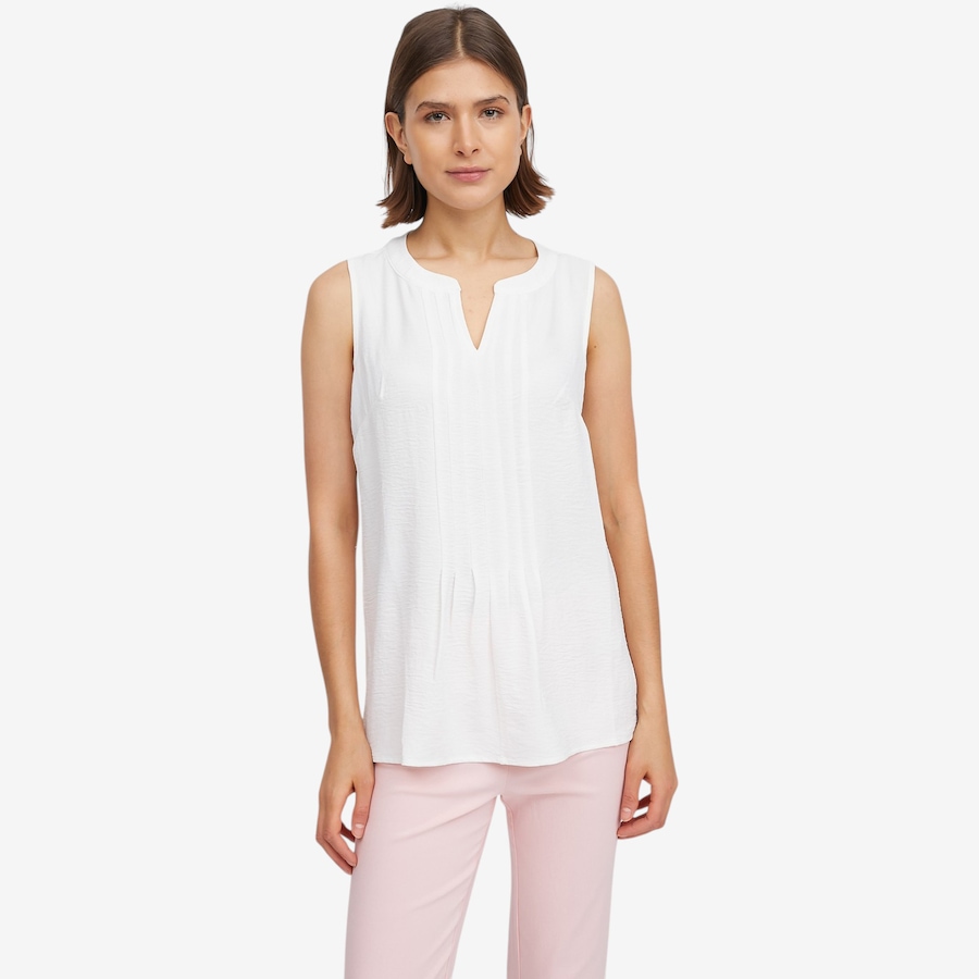 Image 119691_WHT.jpg, Product 119-691 / Price $34.88, Nina Leonard Notch Neck Pleat Front Tank from Nina Leonard on TSC.ca's Fashion department