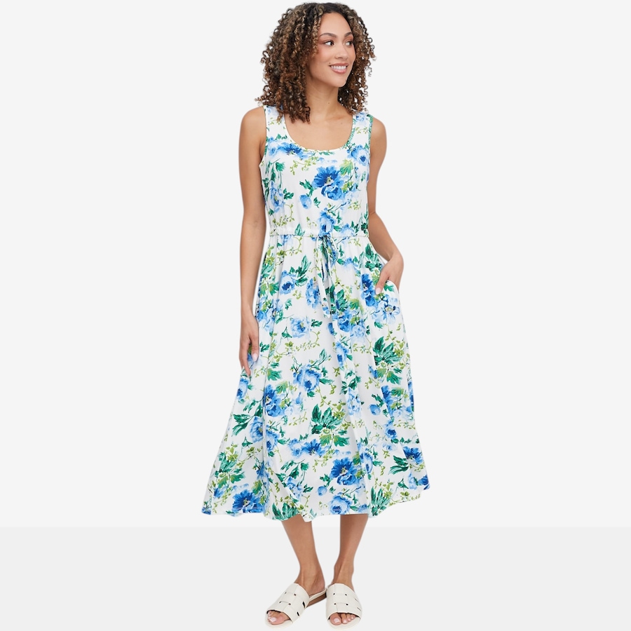 Image 119692_BLMU.jpg, Product 119-692 / Price $49.88, Nina Leonard Printed Tie Front Midi Dress from Nina Leonard on TSC.ca's Fashion department
