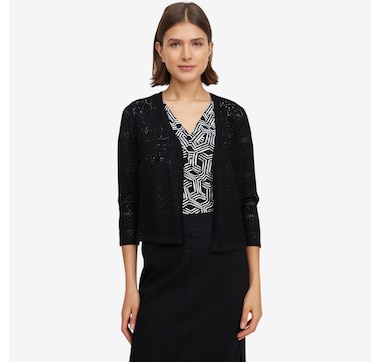 Nina Leonard Sweater Knit Bolero with 3/4 Length Sleeves