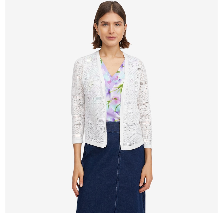 Image 119694_IVR.jpg, Product 119-694 / Price $69.99, Nina Leonard Sweater Knit Bolero with 3/4 Length Sleeves from Nina Leonard on TSC.ca's Fashion department