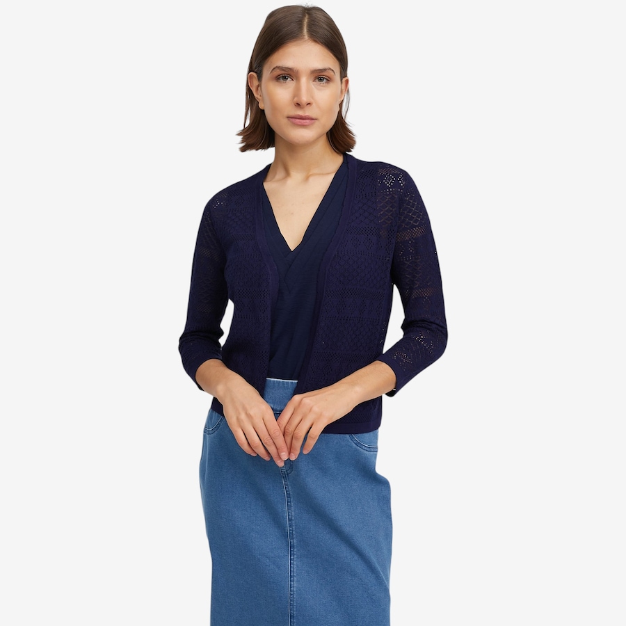 Image 119694_NVY.jpg, Product 119-694 / Price $39.88, Nina Leonard Sweater Knit Bolero with 3/4 Length Sleeves from Nina Leonard on TSC.ca's Fashion department