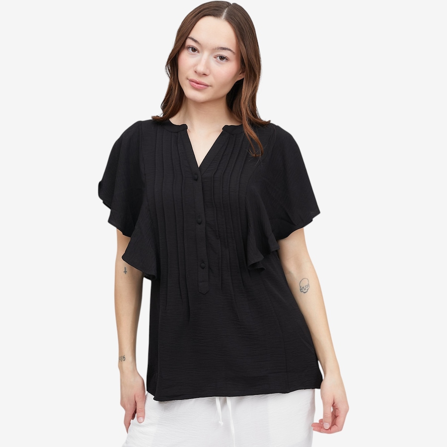 Image 119695_BLK.jpg, Product 119-695 / Price $29.88, Nina Leonard Textured Wave Pintuck Blouse from Nina Leonard on TSC.ca's Fashion department