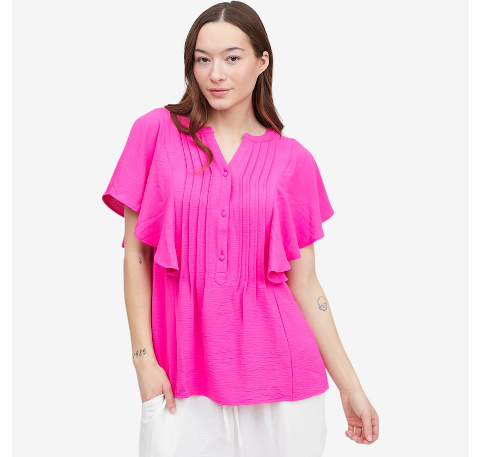 Image 119695_BRPN.jpg, Product 119-695 / Price $59.99, Nina Leonard Textured Wave Pintuck Blouse from Nina Leonard on TSC.ca's Fashion department