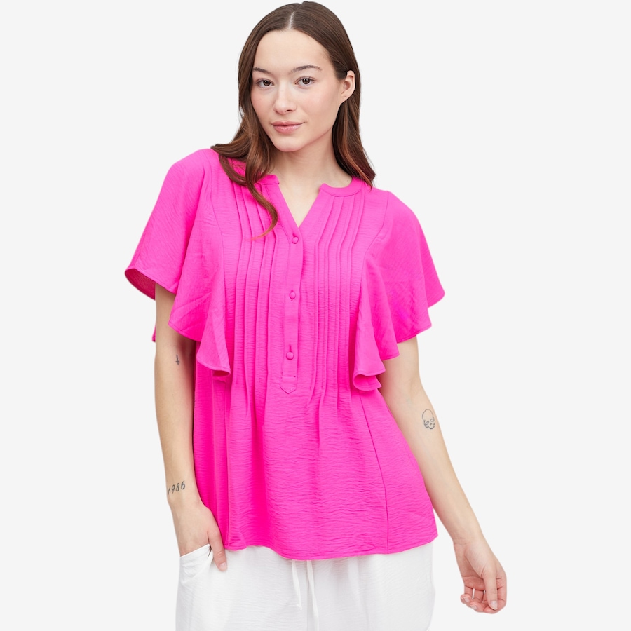 Image 119695_BRPN.jpg, Product 119-695 / Price $29.88, Nina Leonard Textured Wave Pintuck Blouse from Nina Leonard on TSC.ca's Fashion department