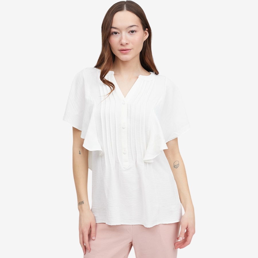Image 119695_IVR.jpg, Product 119-695 / Price $29.88, Nina Leonard Textured Wave Pintuck Blouse from Nina Leonard on TSC.ca's Fashion department
