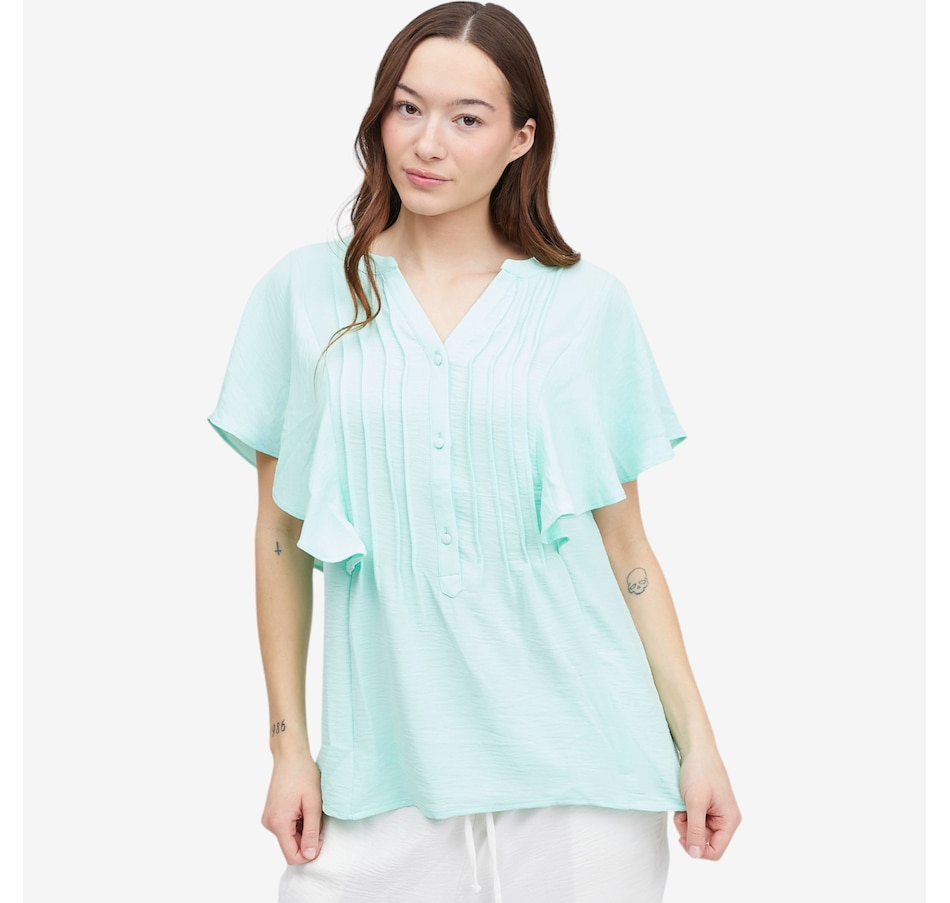 Image 119695_MNT.jpg, Product 119-695 / Price $59.99, Nina Leonard Textured Wave Pintuck Blouse from Nina Leonard on TSC.ca's Fashion department
