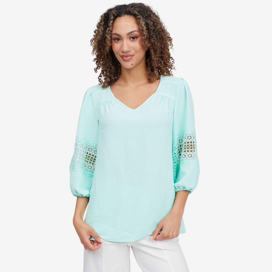 Image 119696_MNT.jpg, Product 119-696 / Price $29.88, Nina Leonard 3/4 Balloon Sleeve V-Neck Top from Nina Leonard on TSC.ca's Fashion department