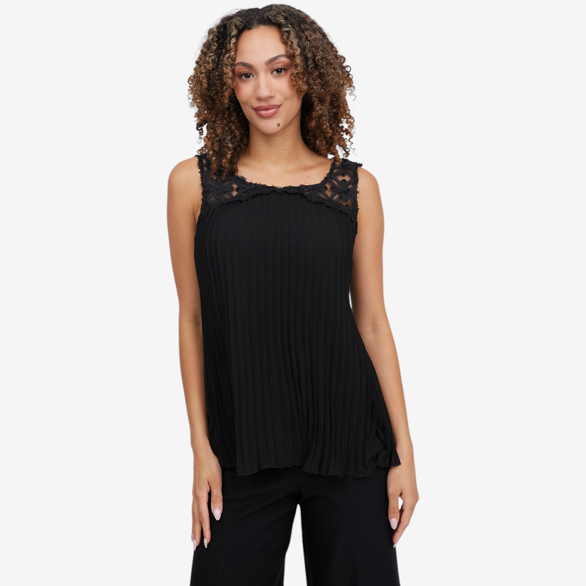 Nina Leonard Pleat Chiffon Sleeveless Top - TSC.ca