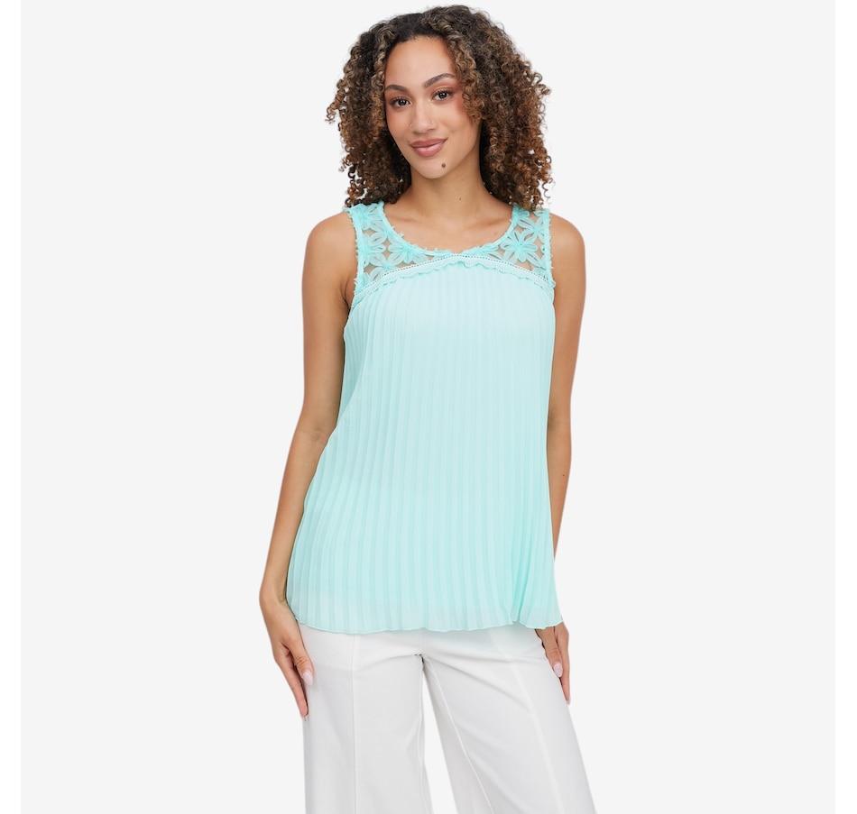 Image 119697_MNT.jpg, Product 119-697 / Price $59.99, Nina Leonard Pleat Chiffon Sleeveless Top from Nina Leonard on TSC.ca's Fashion department